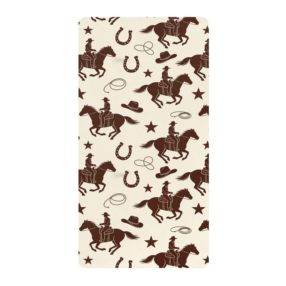 Baby Crib Sheet with Cowboy Horse Print, Cotton, Ultra-Soft, Beige, 1 Pack