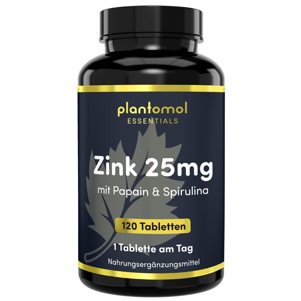 High-Dose Zinc Tablets – Zinc Bisglycinate 25 mg – plantomol Essentials