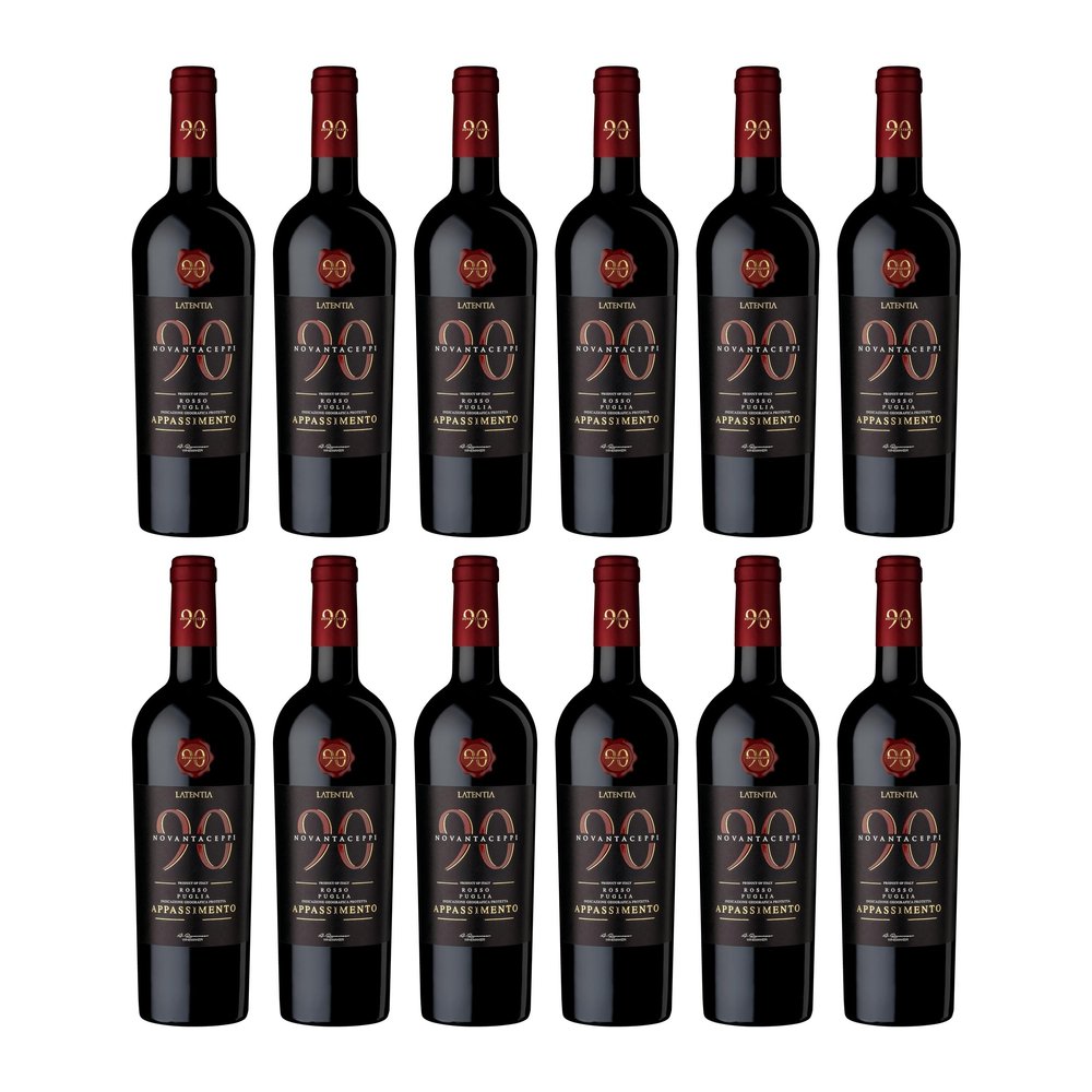 Novantaceppi Appassimento Puglia IGT Semi-Dry Red Wine, Italy, incl. FeinWert E-Book (12 x 0.75 L)