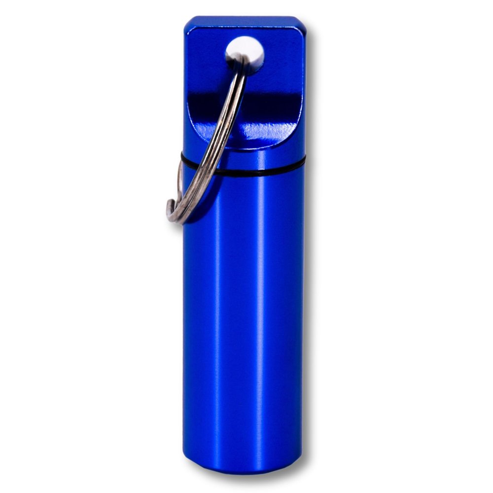 Medipill Compact Daily Pill Box, Aluminum Mini Travel Case, Blue