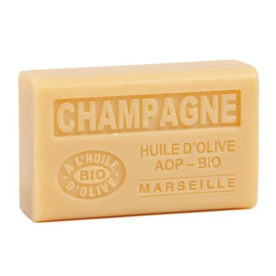 Label Provence Nature Marseille Soap with Organic Olive Oil & Shea Butter, Champagne Scent, 125 g
