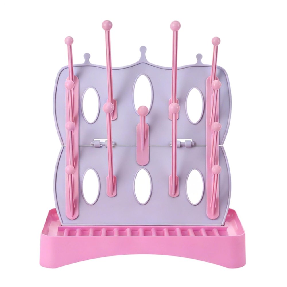 Space-Saving Foldable Baby Bottle Drying Rack with Drip Tray