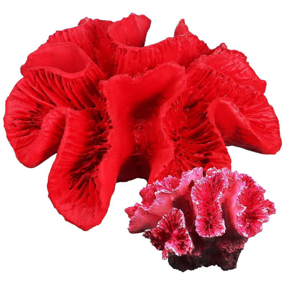 Levemolo Aquarium Coral Decorations, 2-Piece Artificial Resin Coral Decor for Saltwater Aquariums