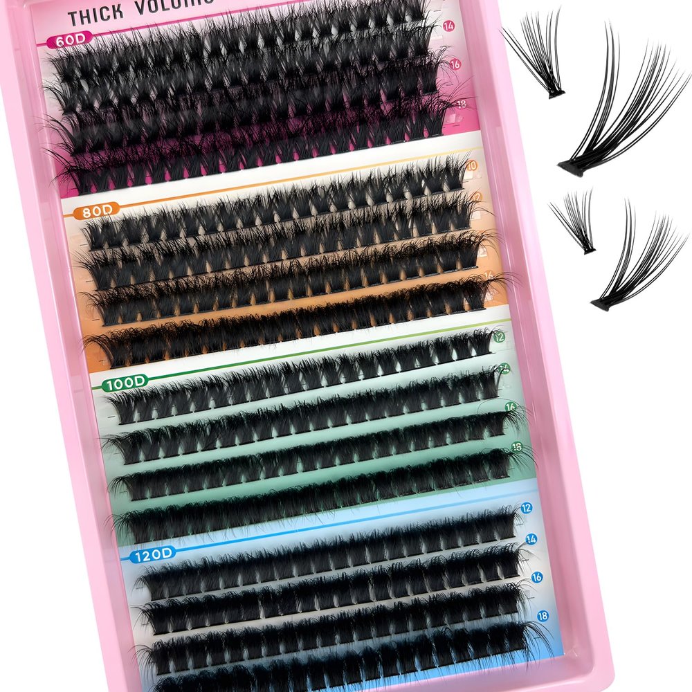 MOTIBACK Eyelash Extension Set, 14-Row Voluminous Lash Clusters, D-Curl