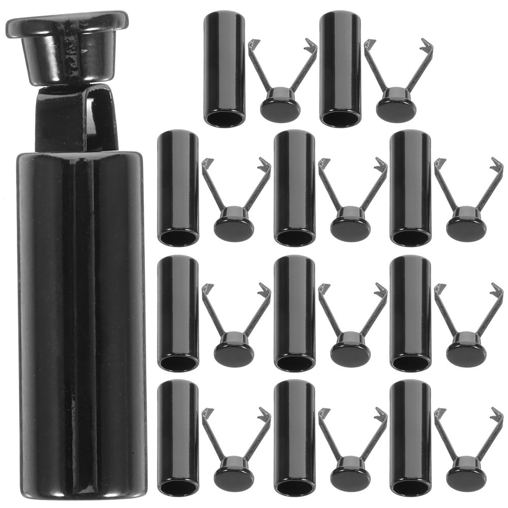 Shoelace Aglets, 14 Pieces, Black Zinc Alloy