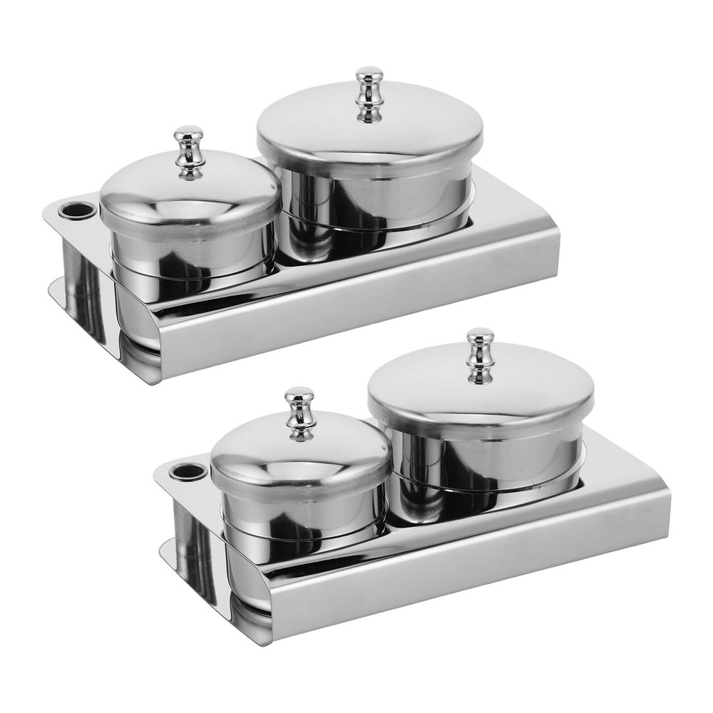 LOORGVEL 2-Piece Stainless Steel Nail Art Dappen Dishes with Lids