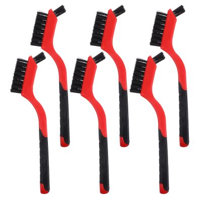 HOMSFOU Turtle Shell Cleaning Brushes, 6-Piece Set with Double-Sided Nylon Heads and Ergonomic PU Handles