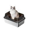 Stainless Steel XXL Cat Litter Box with High Sides, Scoop and Anti-Slip Feet, 50 x 35 x 27 cm view 1