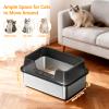 Stainless Steel XXL Cat Litter Box with High Sides, Scoop and Anti-Slip Feet, 50 x 35 x 27 cm view 2