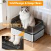 Stainless Steel XXL Cat Litter Box with High Sides, Scoop and Anti-Slip Feet, 50 x 35 x 27 cm view 3