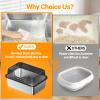 Stainless Steel XXL Cat Litter Box with High Sides, Scoop and Anti-Slip Feet, 50 x 35 x 27 cm view 4
