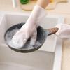 TIKATARER Dishwashing Scrubber Gloves, Non-Slip Reusable PVC, Dense Brush Head, Lint Removal Function, Red view 2