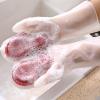 TIKATARER Dishwashing Scrubber Gloves, Non-Slip Reusable PVC, Dense Brush Head, Lint Removal Function, Red view 4