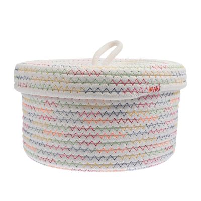 Homoyoyo Woven Cotton Rope Basket with Lid, 22 x 14 cm