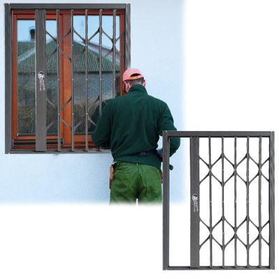 Folding Window Grilles, Adjustable 20–32-Inch Safety Grilles with Lock, Black Window Guard