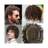 Men’s Curly Toupee, 20.3 x 25.4 cm, Full Lace, Brown Human Hair System view 2