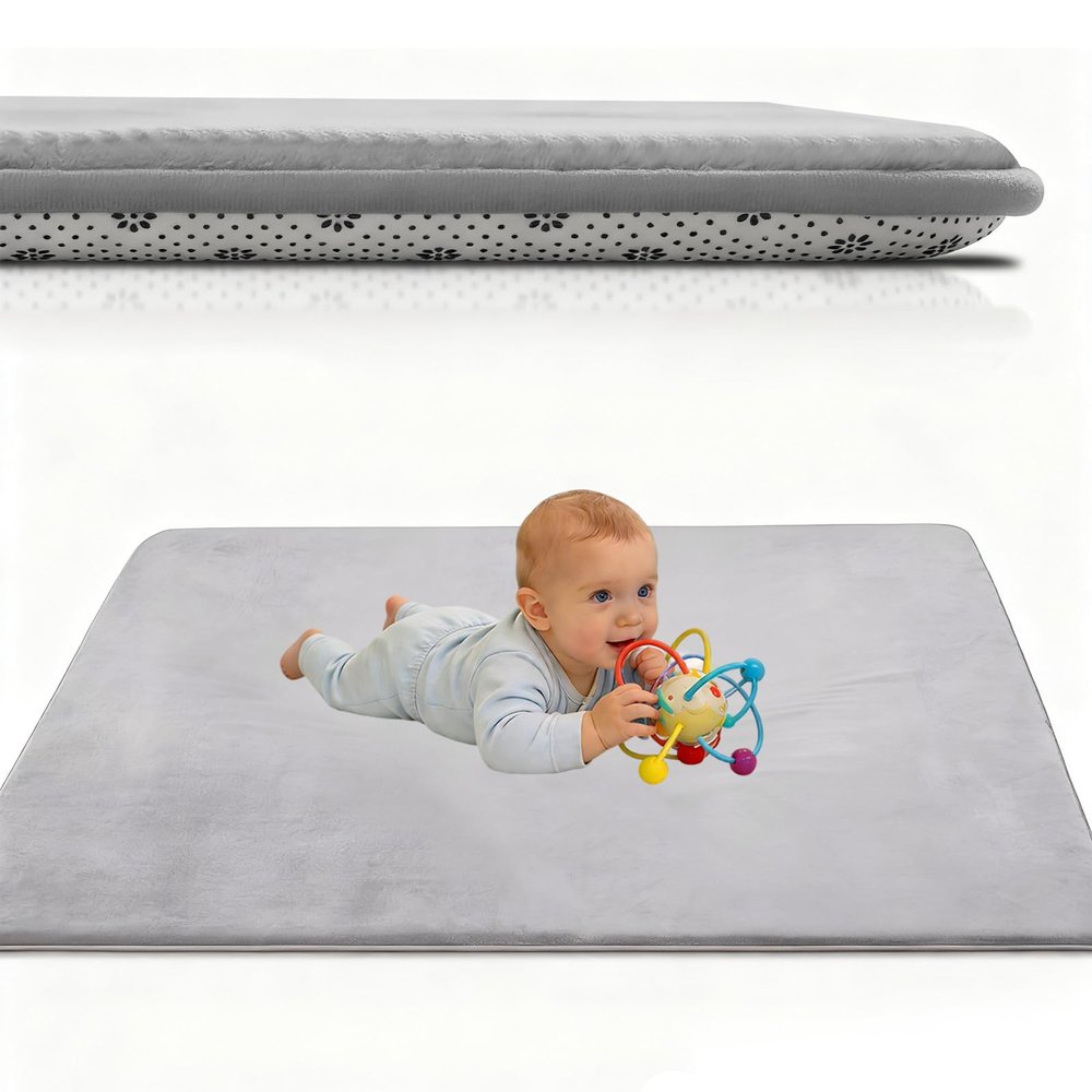 Baby Crawling Mat 150 x 200 cm, Silver Gray, 2.5 cm Thick Foam Play Mat