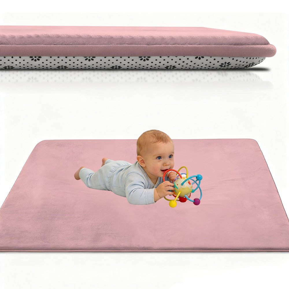 Atemrdsye Baby Crawling Mat, 90 x 120 cm, Pink, 2.5 cm Thick Foam Play Mat