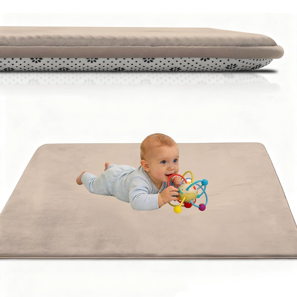 Baby Play Mat 130 x 190 cm, Light Brown, 2.5 cm Thick Foam