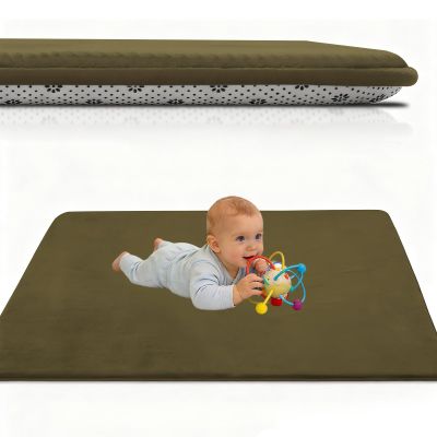 Baby Crawling Mat 100 x 220 cm Army Green, 2.5 cm Thick Foam Play Mat with Non-Slip Backing