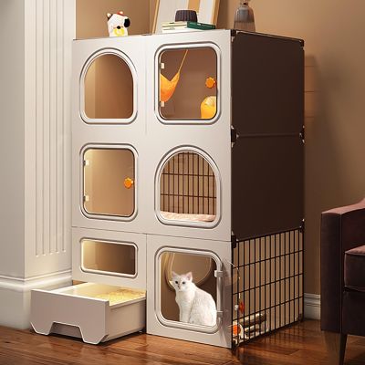 Large Indoor Cat Enclosure, DIY Cat Playpen, Removable Metal Wire Cage for 1–2 Cats and Small Pets