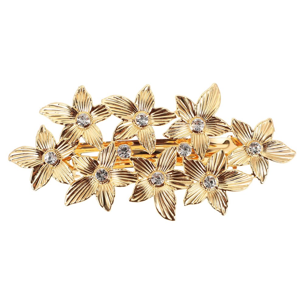 Gold Zinc Alloy Hair Clip with Rhinestones for Women