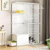 Large Indoor Cat Enclosure, DIY, Removable, with Litter Box and Platforms (White, 95 cm x 37 cm x 145) view 1