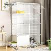 Large Indoor Cat Enclosure, DIY, Removable, with Litter Box and Platforms (White, 95 cm x 37 cm x 145) view 2