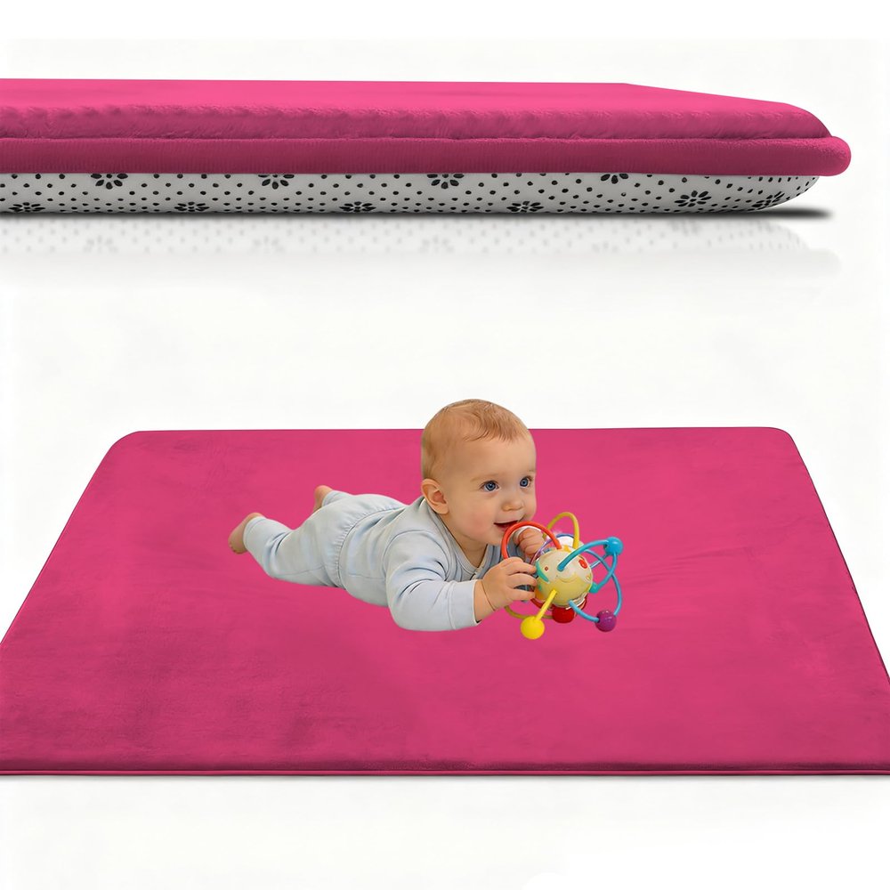 Baby Crawling Mat 120 x 200 cm, Rose Red, 2.5 cm Thick Foam Play Mat