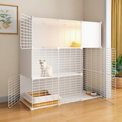 Indoor Cat Cage, Kitten Playpen, Removable Metal Kennel, Cat Villa, Small Animal House, DIY Assembly, White, 41.3" L x 13.8" W x 41.3" H