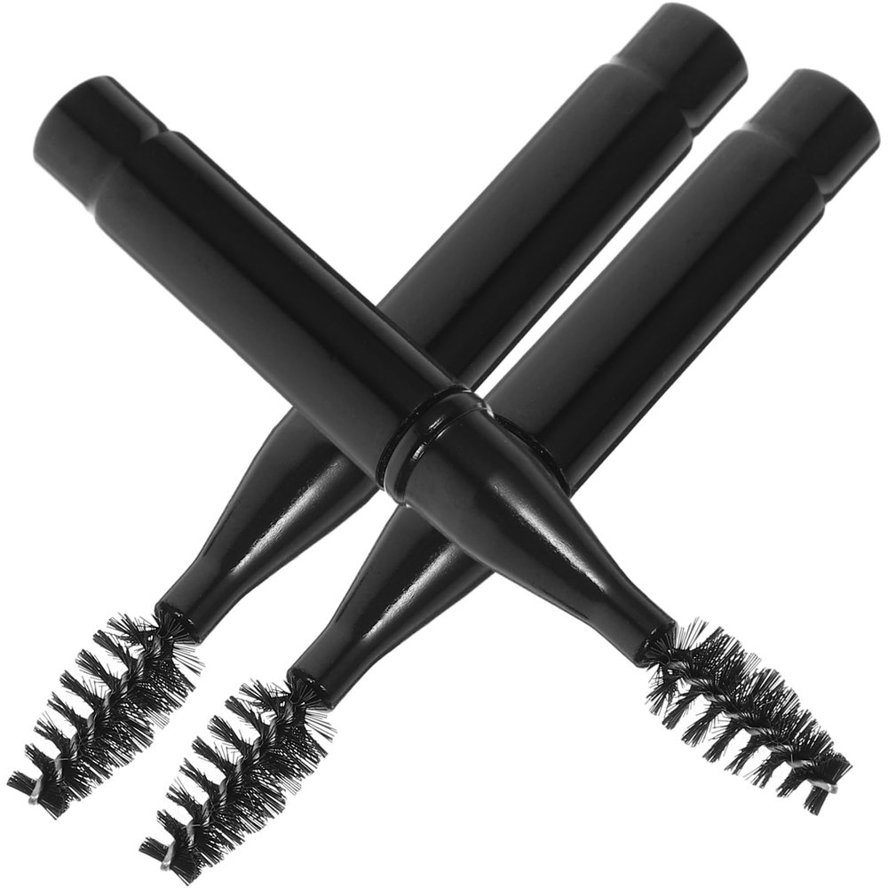 Eyebrow Brush with Eyelash Brush, Aluminum, Black