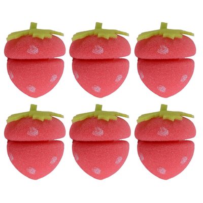 Strawberry-Design Hair Curlers, 6 Pieces, Soft and Comfortable, No-Heat Styling