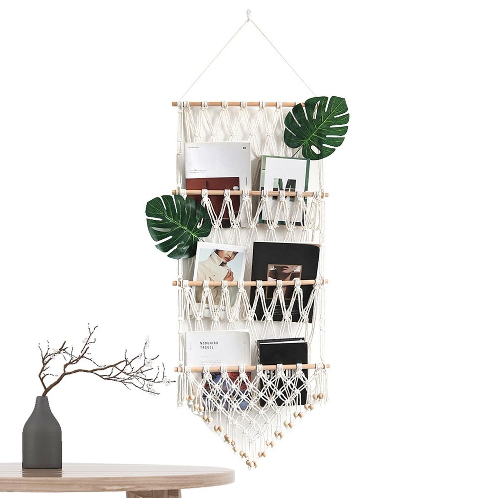Stuffed Animal Hammock with Fringe, Boho Wall Storage