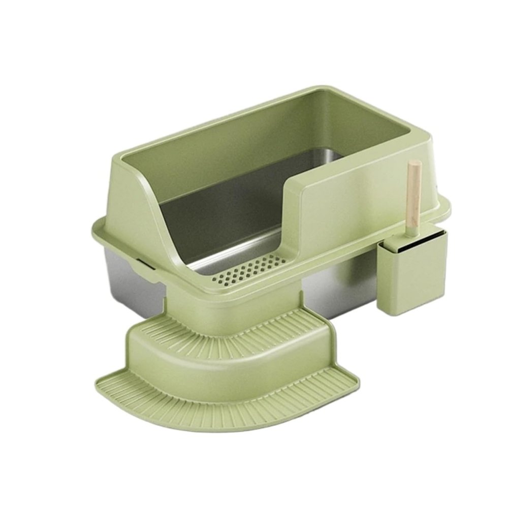 Stainless Steel Cat Litter Box with High Sides, Easy to Clean
