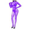 Plus-Size Women's Sexy Open-Bust Lace Bodysuit with Zipper and Stockings view 1