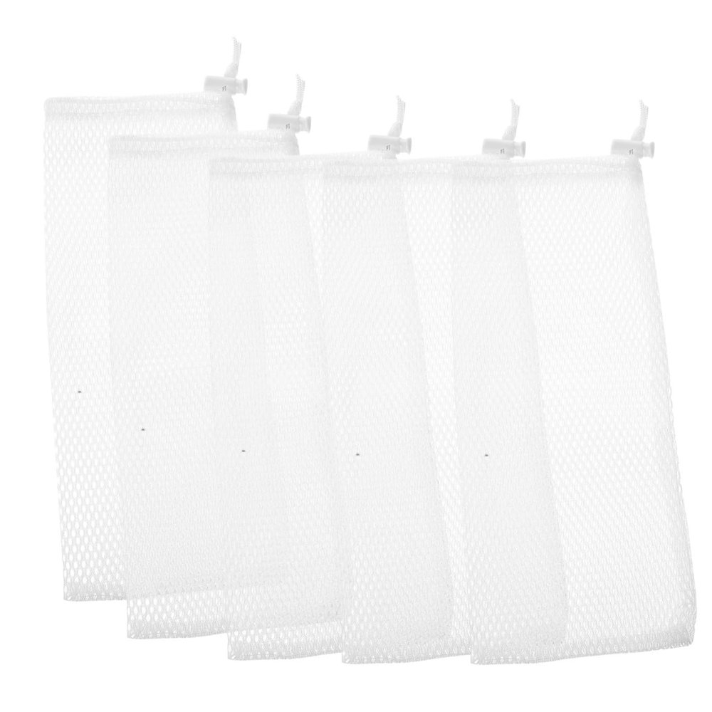 IWOWHERO 5-Pack Reusable Polyester Bird Feeder Net Bags with Drawstring, 12 x 28 cm
