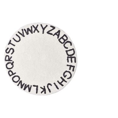 NUOBESTY Round Crawling Rug, 26 Letters, Cotton, Non-Slip, Pink