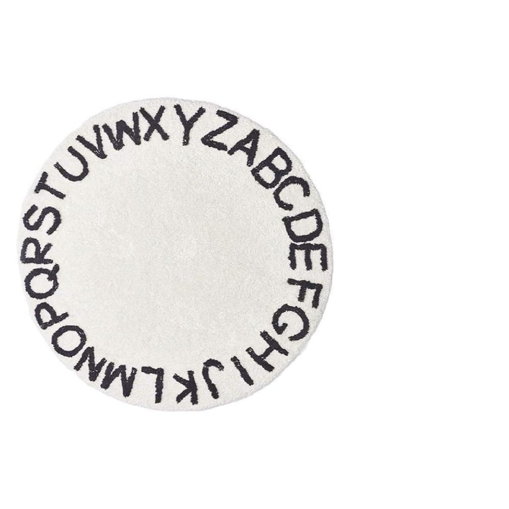 NUOBESTY Round Crawling Rug, 26 Letters, Cotton, Non-Slip, Pink