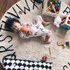 NUOBESTY Round Crawling Rug, 26 Letters, Cotton, Non-Slip, Pink view 4