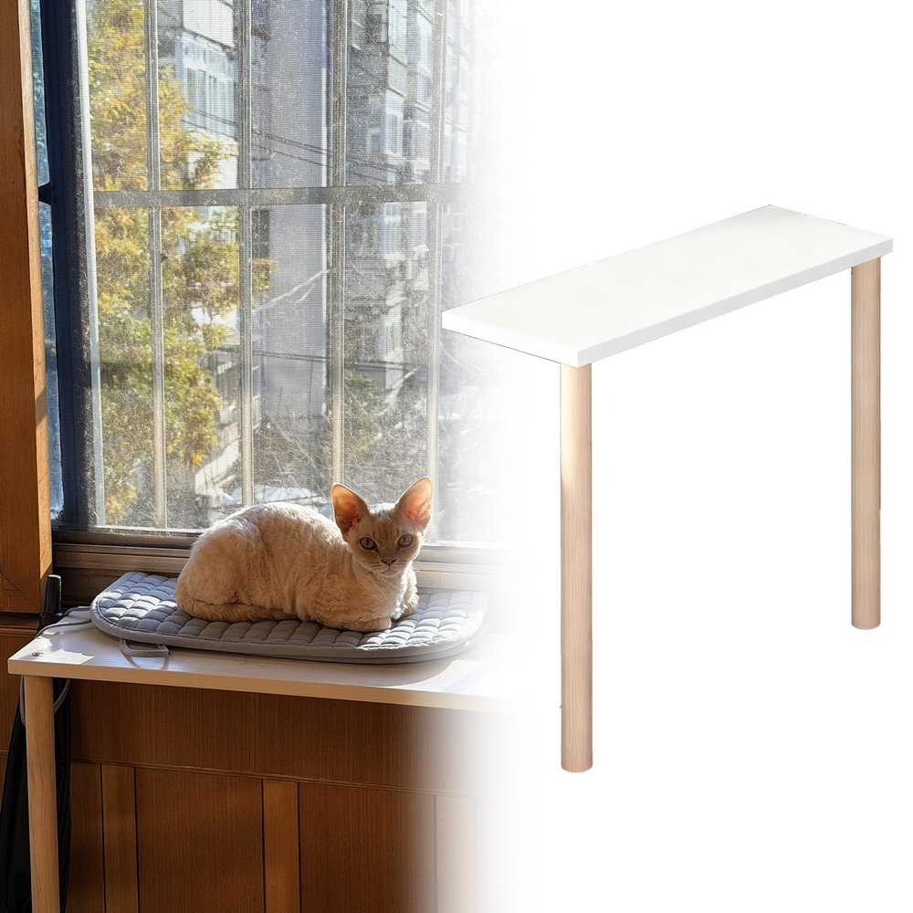 Wooden Window Sill Extension Shelf with Support Legs