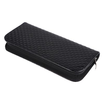 Black Leather Case with Zipper for Hairdressing Scissors