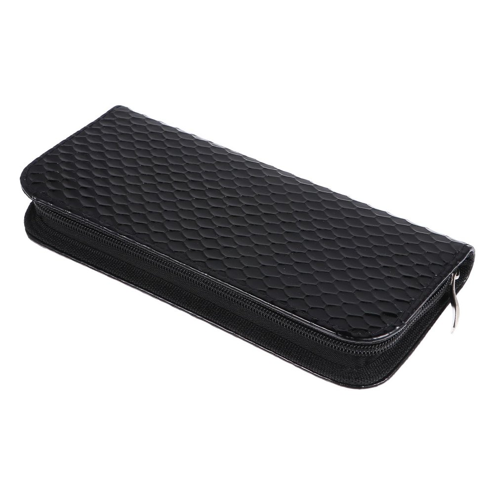Black Leather Case with Zipper for Hairdressing Scissors