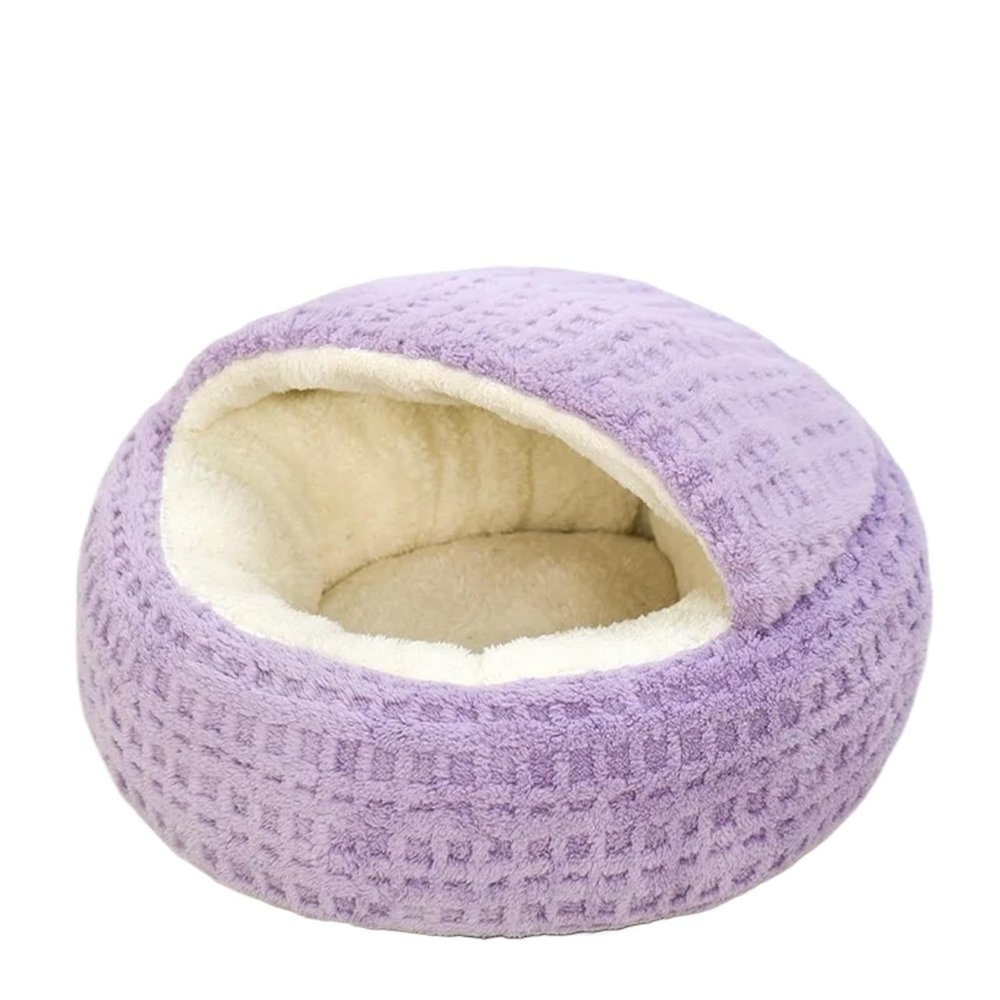 RXJMKCZ Round Cat Cave Bed with Hood and Plush Lining