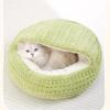 RXJMKCZ Round Cat Cave Bed with Hood and Plush Lining view 3