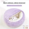 RXJMKCZ Round Cat Cave Bed with Hood and Plush Lining view 4