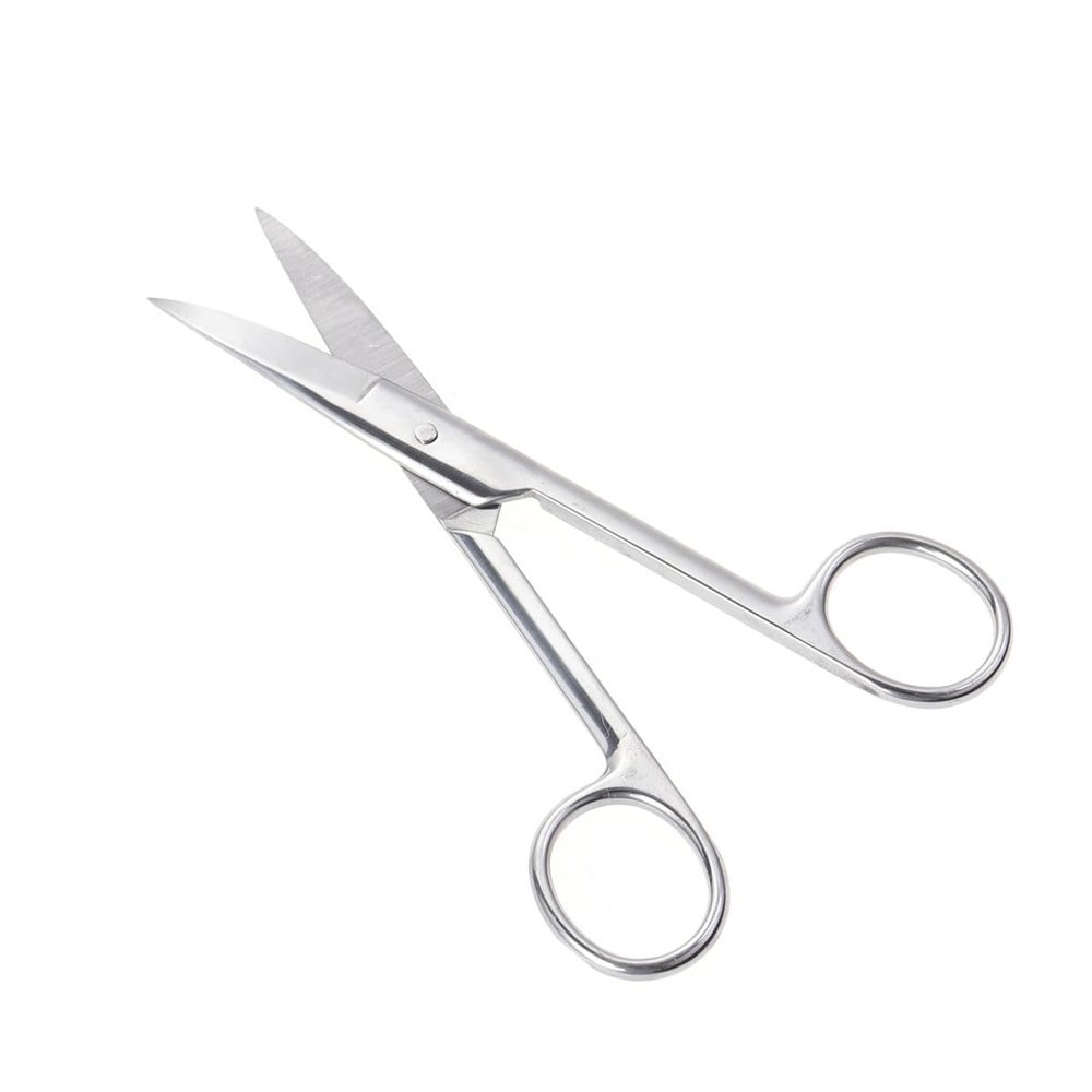Curved Stainless Steel Eyebrow Scissors, Silver, Rust-Resistant