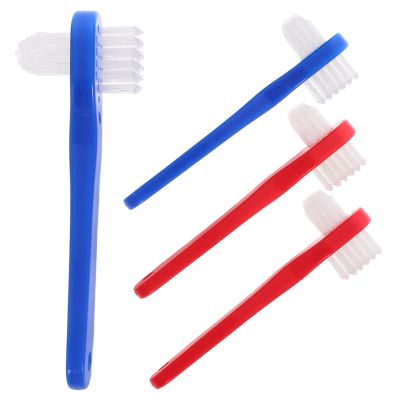 JHKNNK 4-Piece Portable Denture Brushes with Soft Bristles, Double-Sided