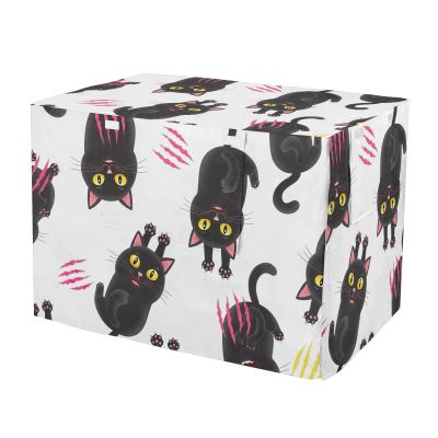 RPLIFE Black Cats Dog Crate Cover with Yellow Eyes, Windproof, Sizes S–XL, Washable Pet Crate Cover, Size M