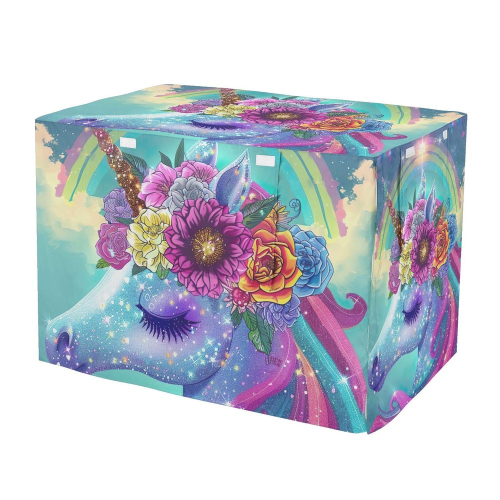 RPLIFE XL Dog House Cover with Unicorn Flower and Rainbow Design