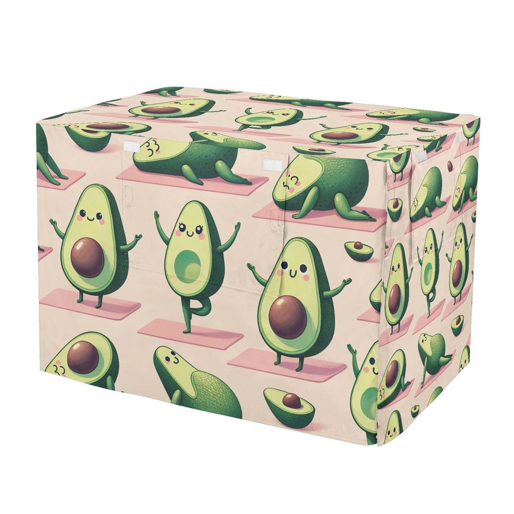 Cute Funny Avocado Green Dog Crate Cover, Roll-Up Sides, Mesh Windows, Small